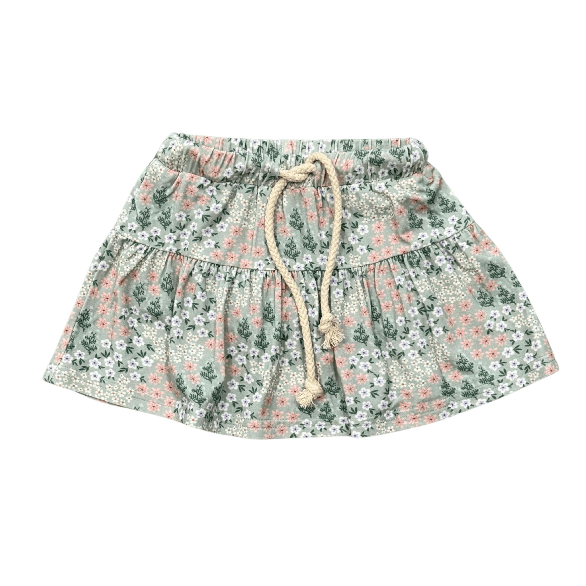 Girl's Skort in Aqua Grey Floral