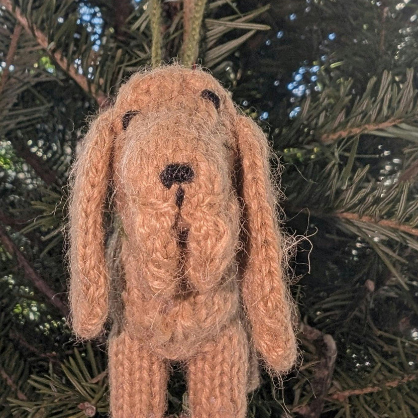 Bloodhound Dog Hand Knit Christmas Ornament Arcadia Home