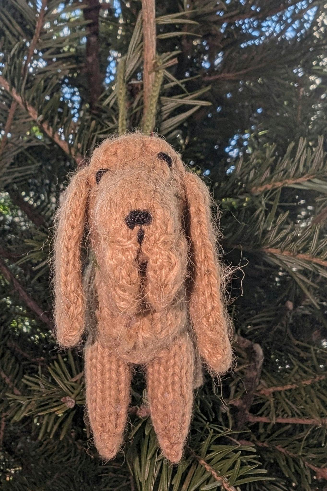 Bloodhound Dog Hand Knit Christmas Ornament Arcadia Home