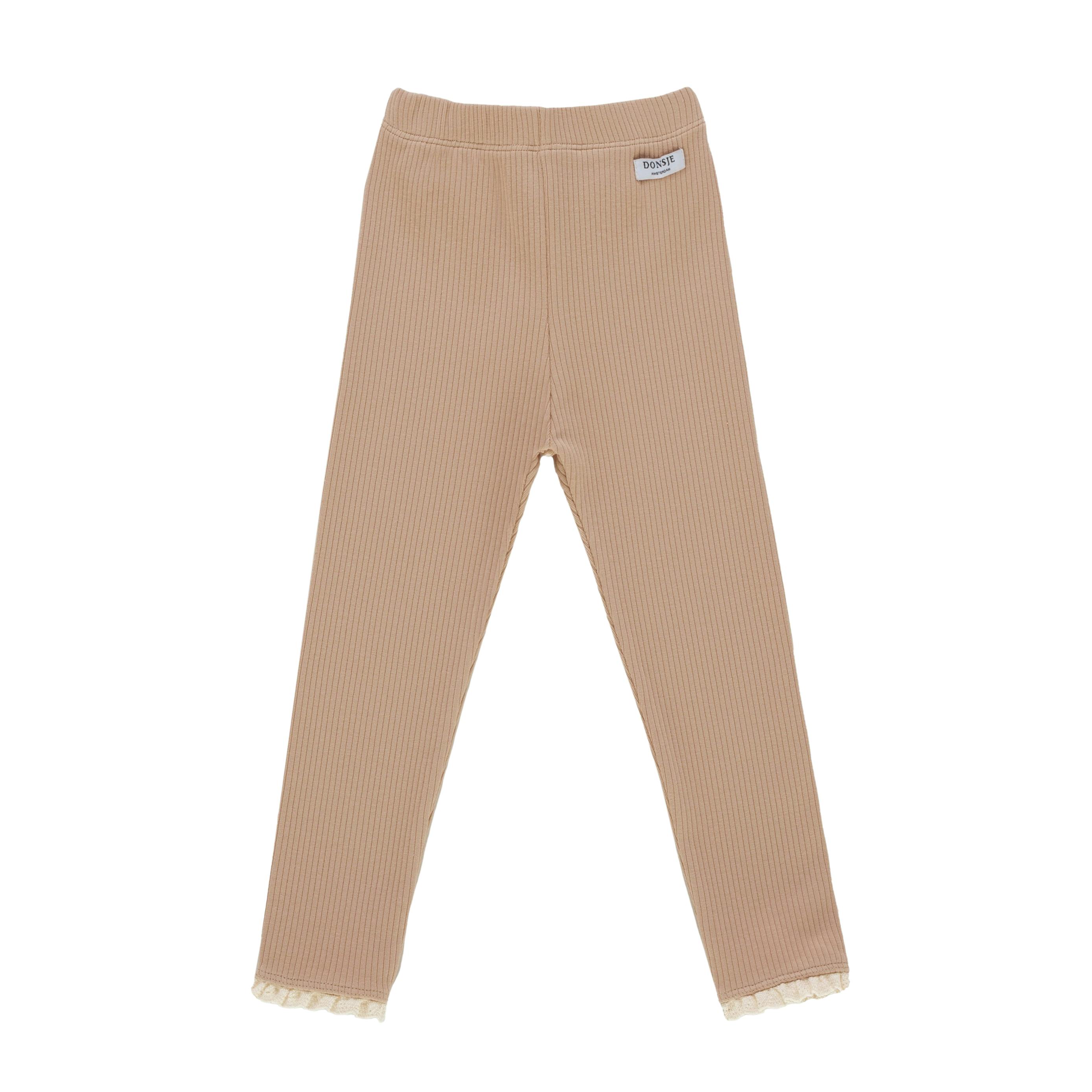 Affy Ribbed Lace Trim Leggings