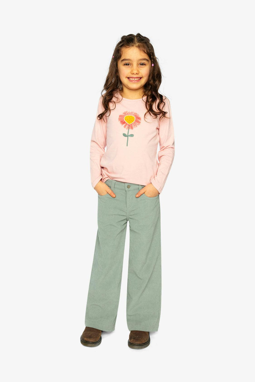 Stretch Corduroy Wide Leg Pants Pale Turquoise