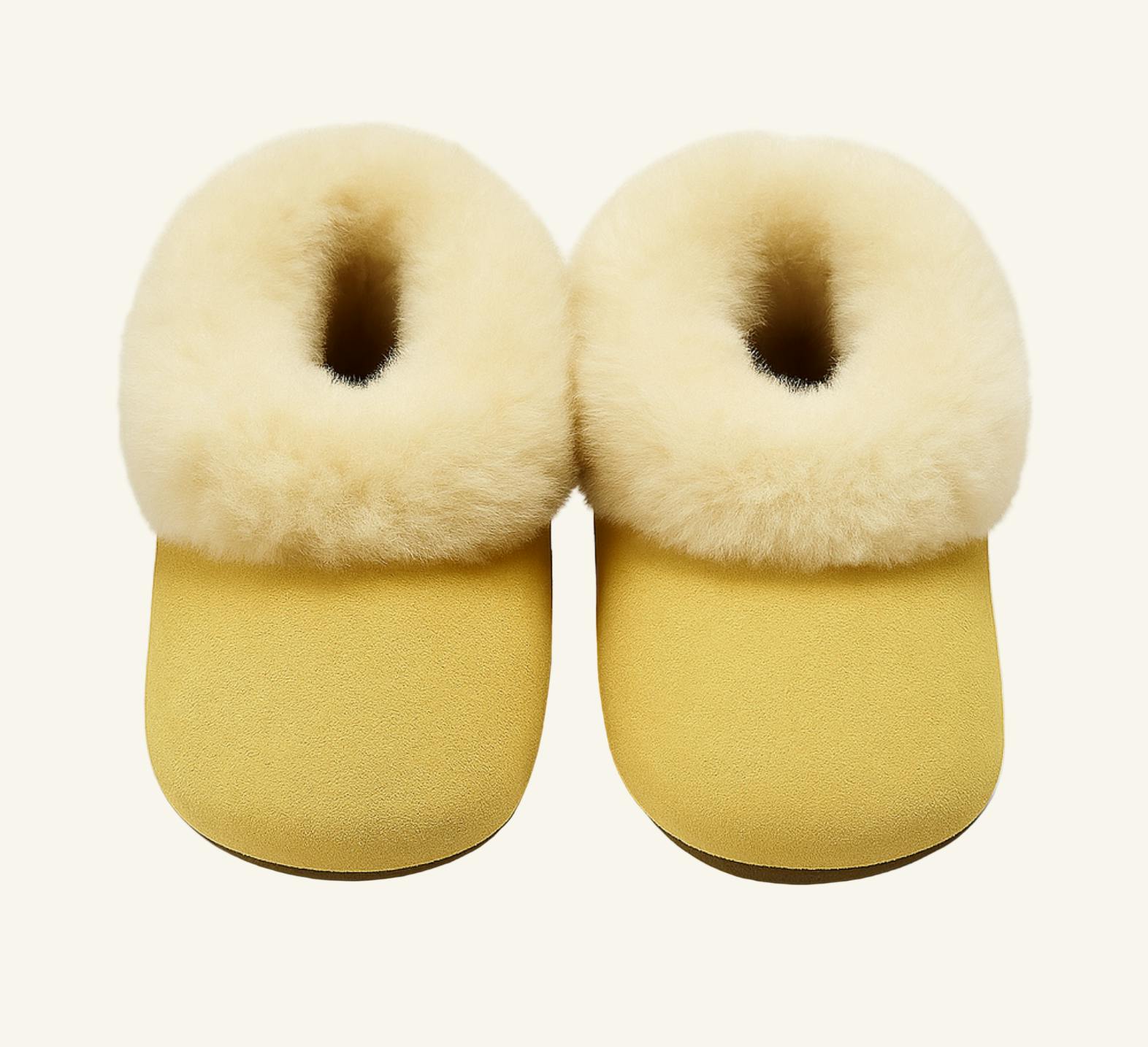 Alpaca Fur Baby and Kids Booties Slippers in Golden Honey