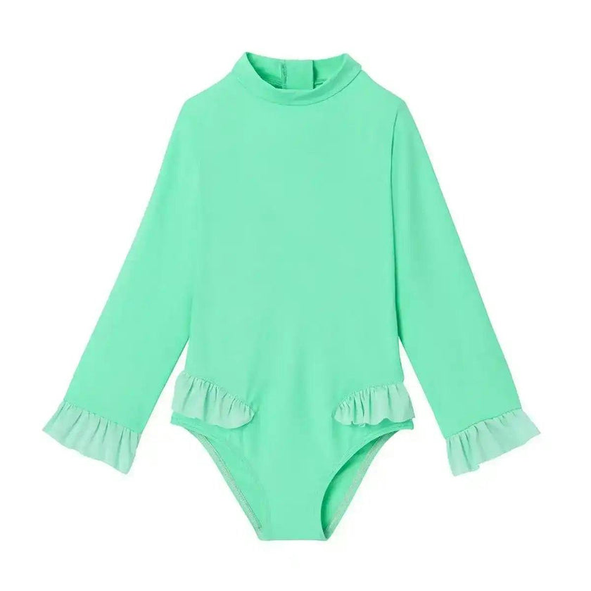 Baby Girl Anti-UV Jersey, Mint Green Long Sleeves | BORA BORA BEBE