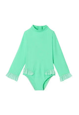 Baby Girl Anti-UV Jersey, Mint Green Long Sleeves | BORA BORA BEBE