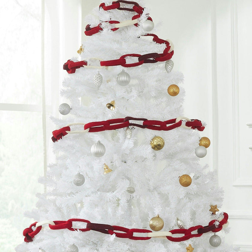 Hand Felted Wool Christmas Garland and Bunting - Loop Chain Red - 6' Arcadia Home