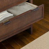 Hatteras Dresser with 4 Rattan Inlay Drawers, Faux Leather Pulls & Deep Storage