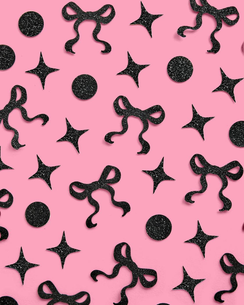 Little Black Bow Confetti - 200 pc glitter confetti