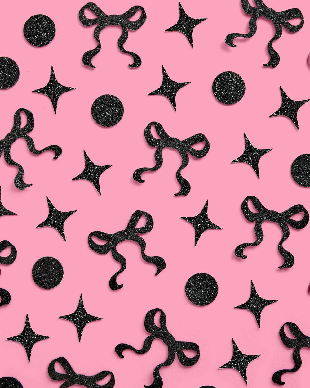 Little Black Bow Confetti - 200 pc glitter confetti
