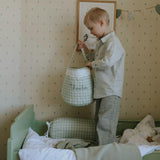 Quilted Storage Basket - Green Gingham