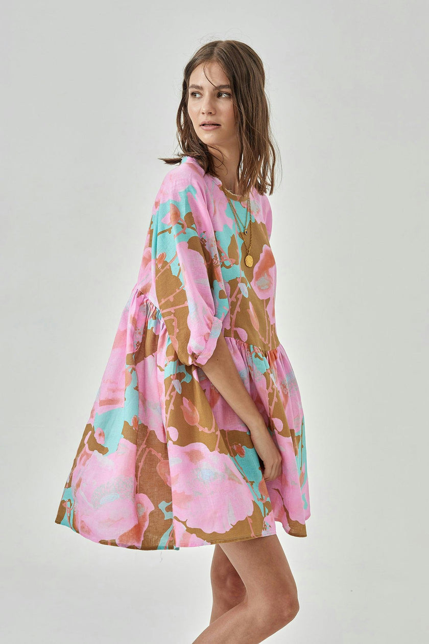 Alcala Linen Dress - Aquarela