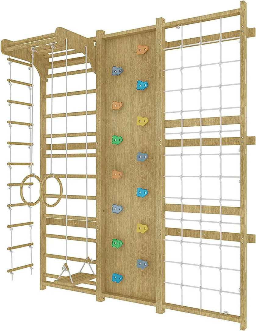 Walnut 79" | 9-in-1 Swedish Ladder Wall Gym for Lower Ceilings