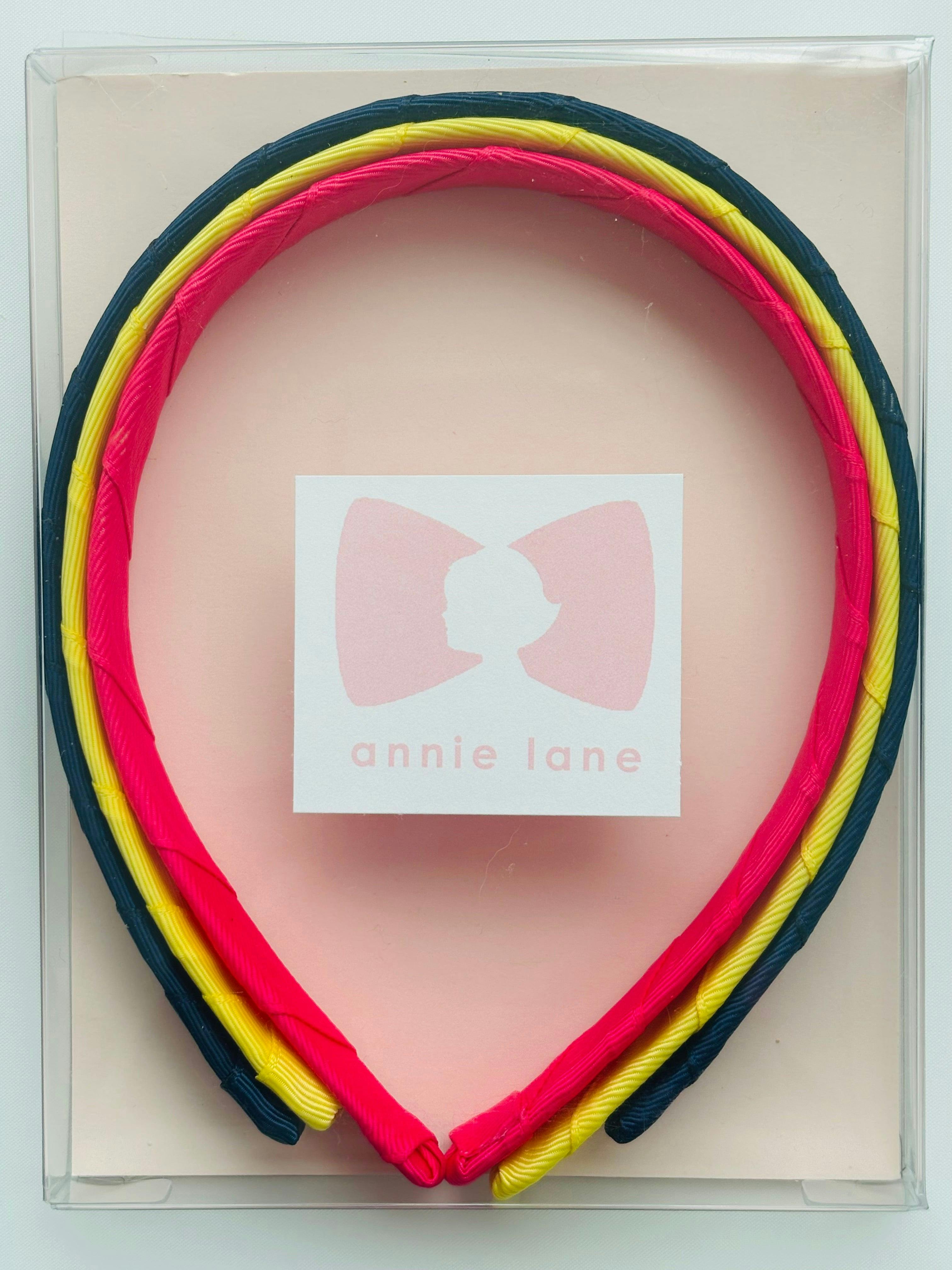 Set of three headbands - navy, lemon and shocking pink