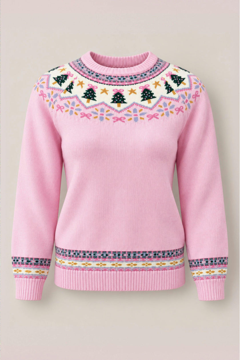 Melody Sweater in Marzipan Pink Fair Isle