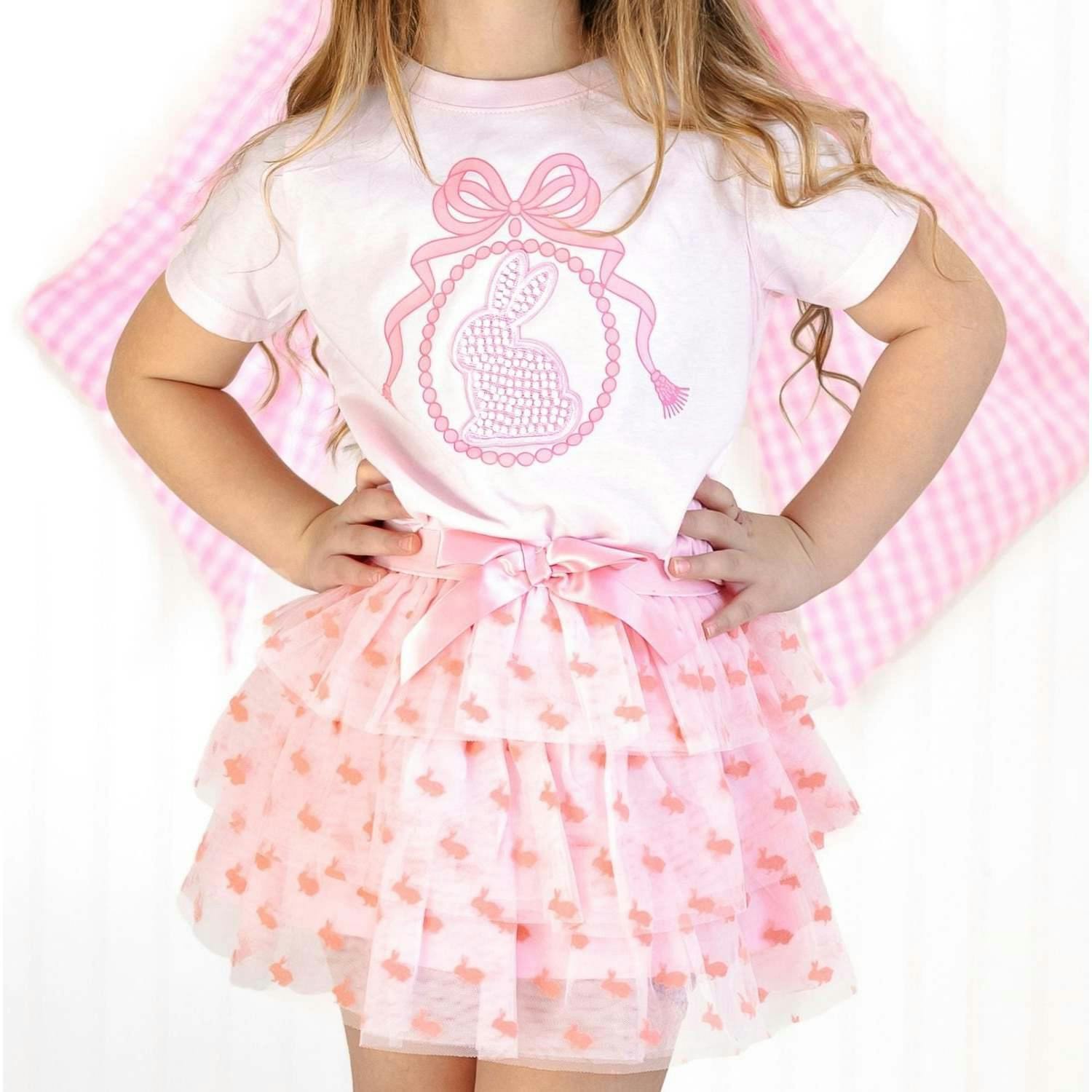 Bunny Locket Pearl Patch Easter Short Sleeve T-Shirt - Ballet