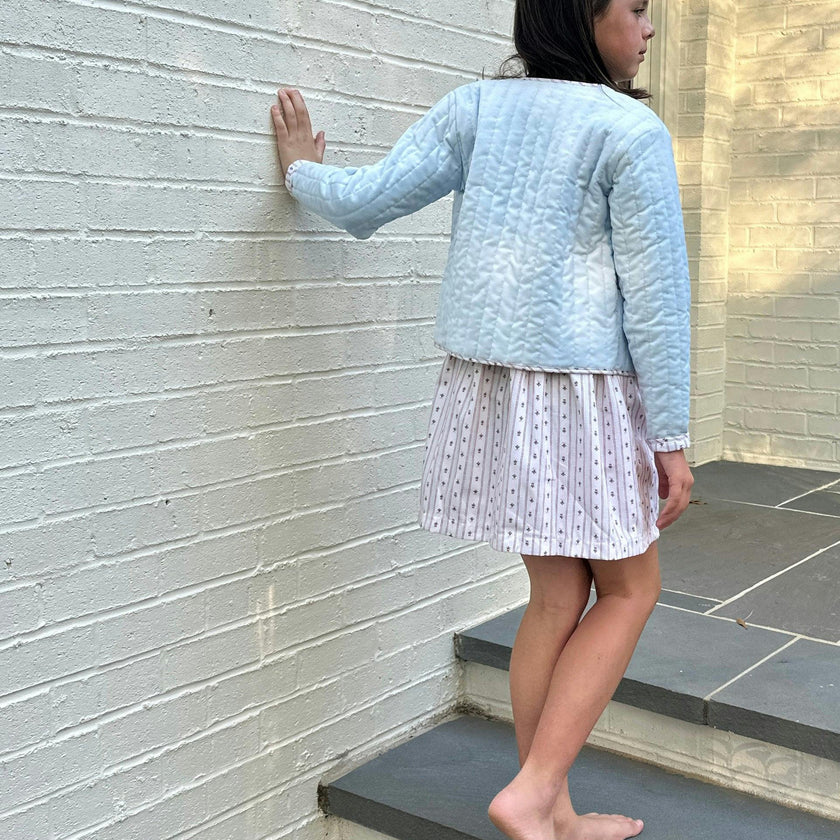 Quilted Velvet Jacket in Frost and Holiday Dot Stripe | Girls Jacket