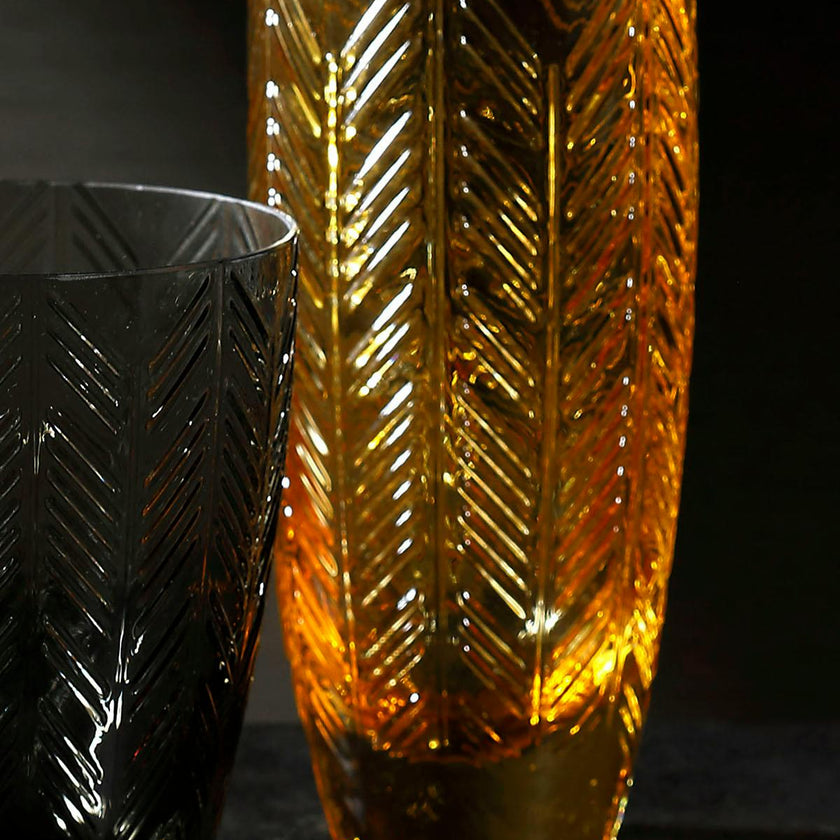 Champagne Glasses ZIG ZAG Set of 6  Amber 11 oz, diam. 2.5", H 5.5"
