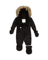 Baby Original One Piece Puffy Snowsuit With Removable Mittens And Boots Black