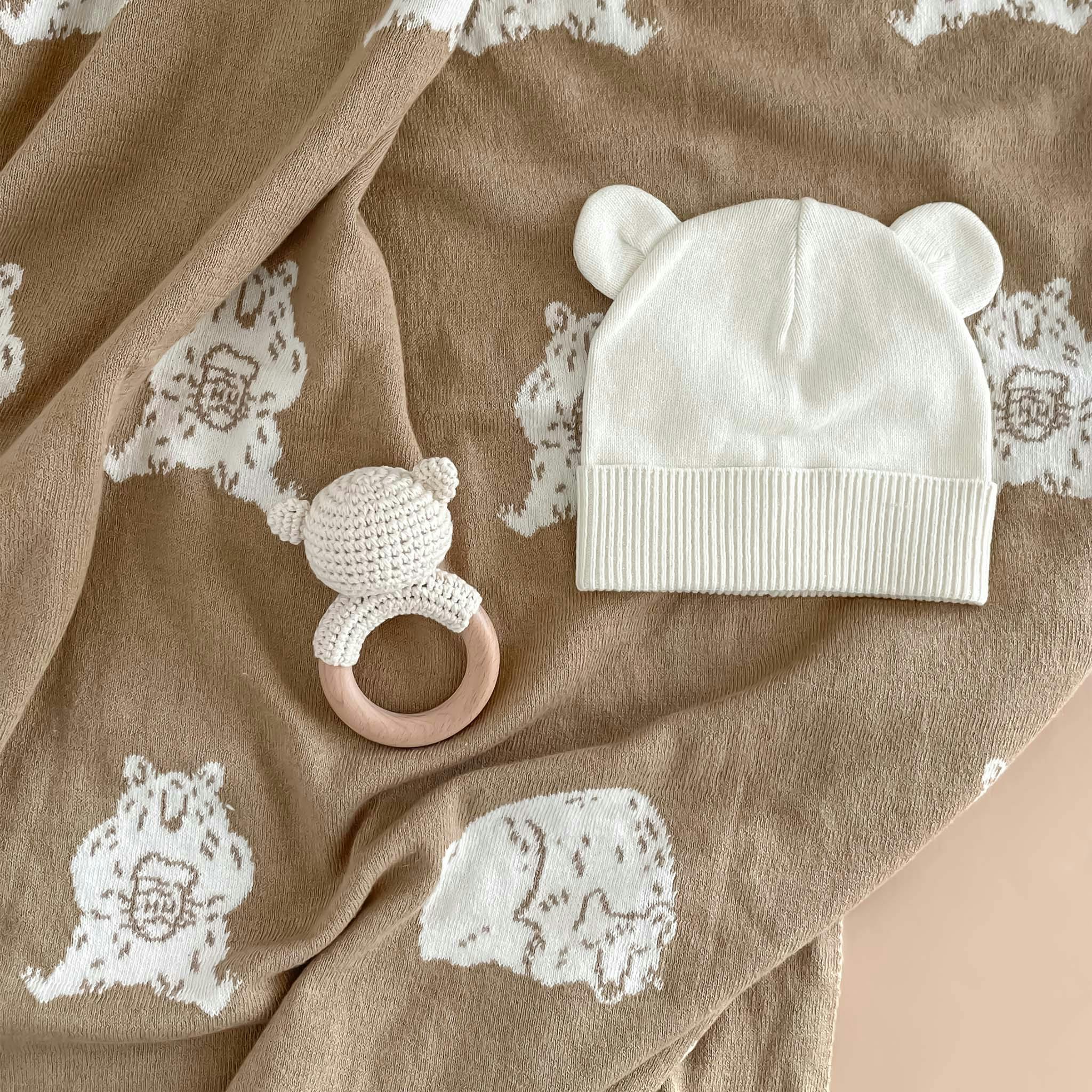 Honey Bear Hat Teether Gift Set