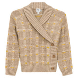 Textured Cable Knit Cardigan Black Mix