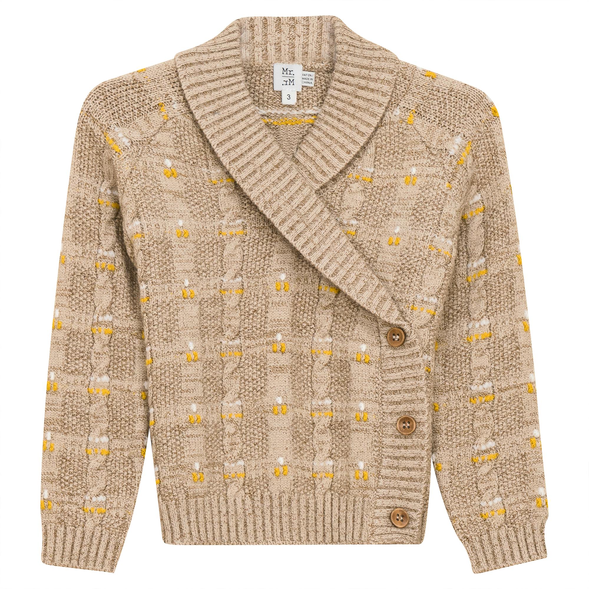 Textured Cable Knit Cardigan Black Mix