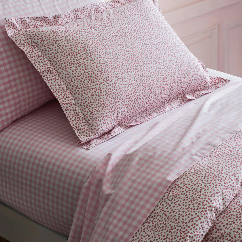 Luxe Premium Cotton Pink Gingham Bed Sheets