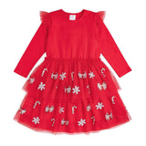 Peppermint Swirl Sequin Christmas Long Sleeve Tutu Dress