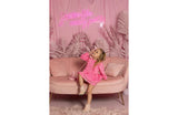 Long Sleeve Ruffle Dress in Pink Corduroy