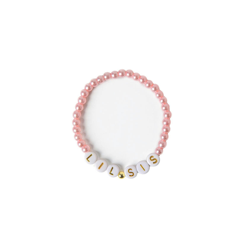 Pink Beaded Bracelet, White