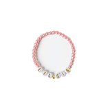 Pink Beaded Bracelet, White