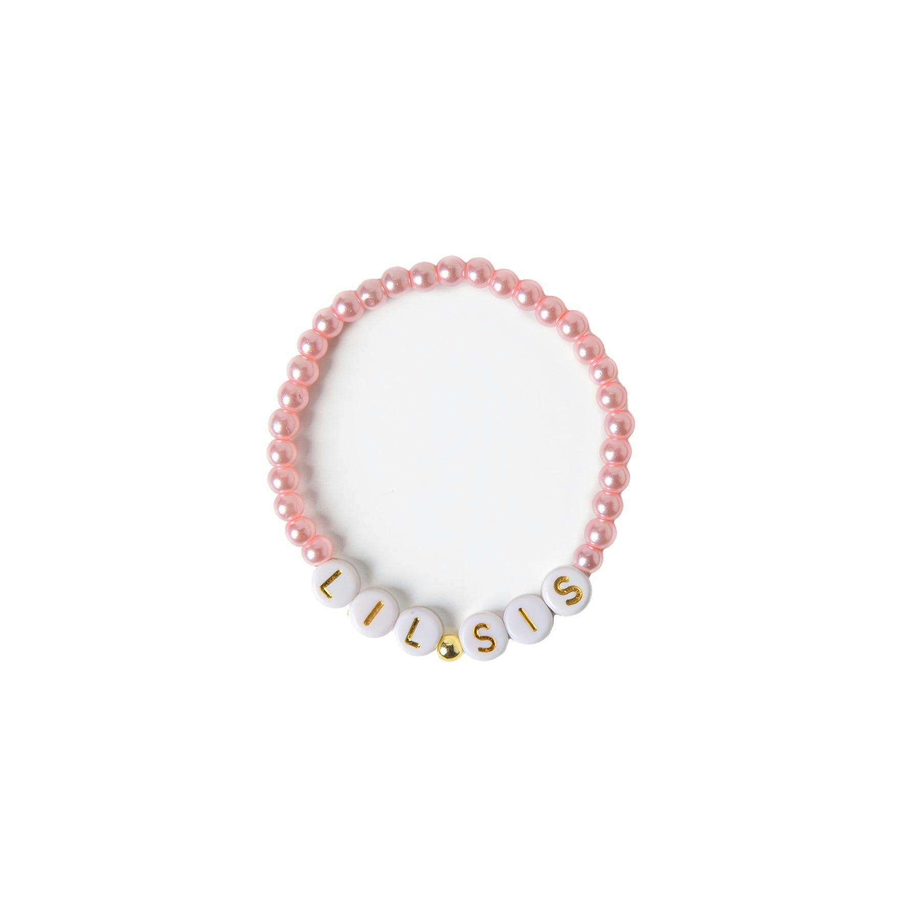 Pink Beaded Bracelet, White