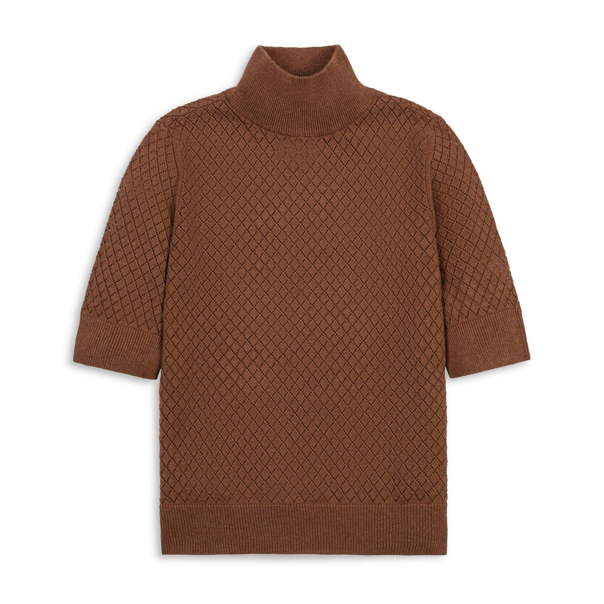 Organic Diamond Stitch Mock Neck Sweater