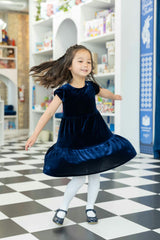 Stretch Velvet Dress with Tulip Sleeves