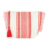 La Plage Ruffle Pouch Red Dobby Stripe, Red Dobby Stripe