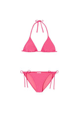 Girls' triangle two-piece swimsuit, pink/gold | CALYPSO 2P TRIANGLE