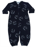 Baby Converter Gown - Baseballs on Navy