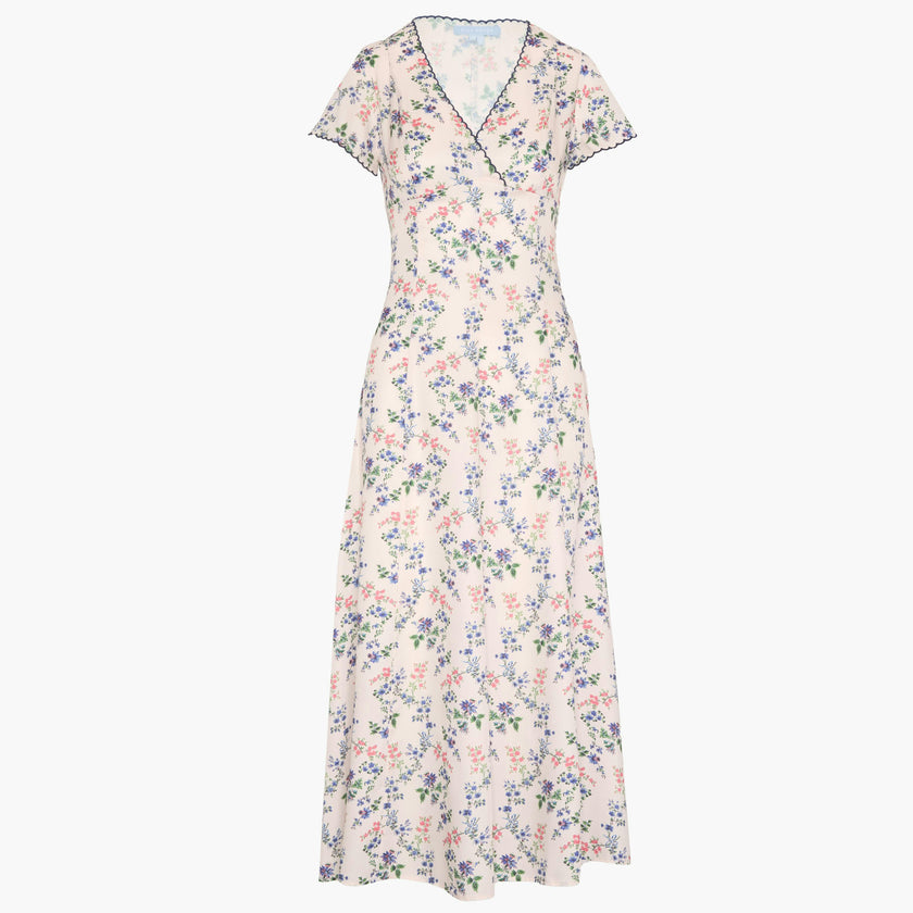 The Brie Dress - Scallop Bow Chintz Pink