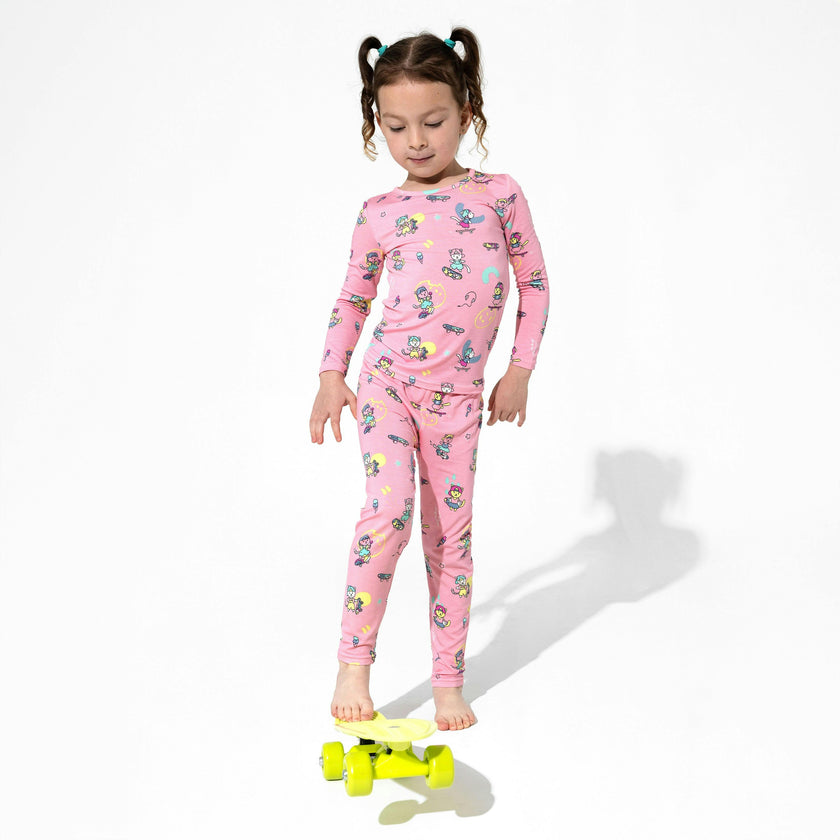 Skater Kitty Kids Bamboo Pajamas