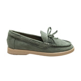 Olive Suede Formal Laced Loafers