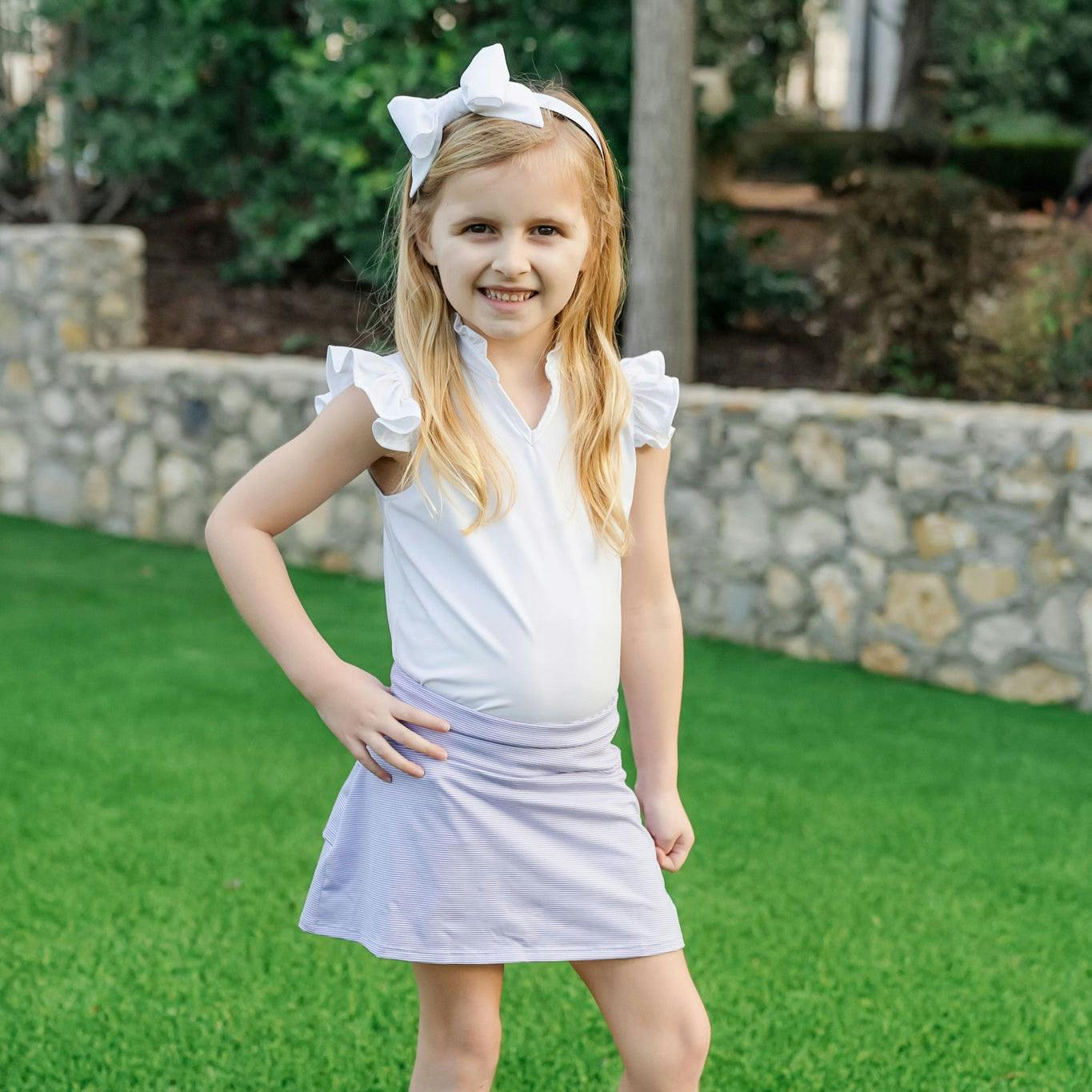 Margot Girls' Performance Skirt by LH Sport Purple Stripes