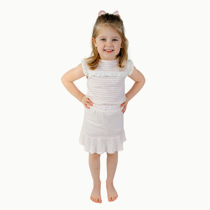 Tennis Skirt in Pink Heart Stripe