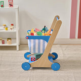 Teamson Kids Little Helper Mr. Fresh Wooden Shopping Cart with 13 Grocery Accessories
