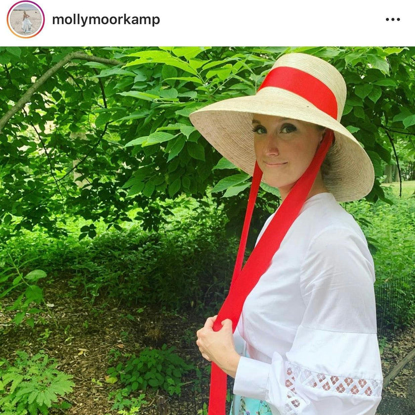Wildflower Sun Hat (PreOrder Shipping June 19th) - Light Pink Wide & Short Grosgrain Ribbon