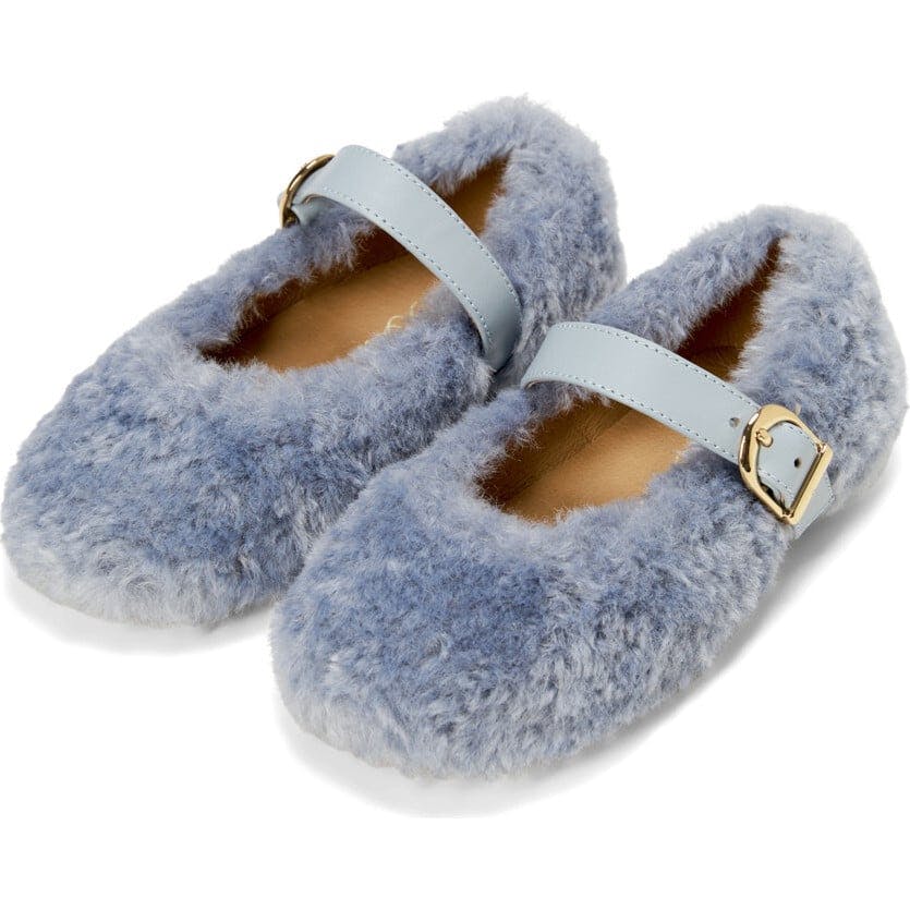 Buffy Contrasted Strap Fluffy Shearling Woody Shoes