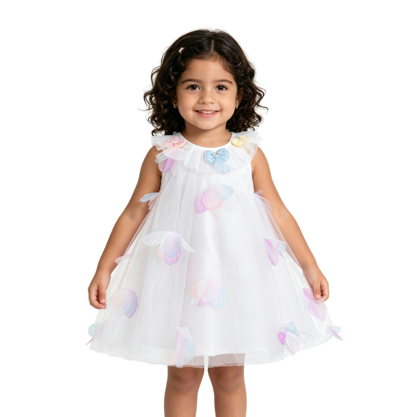 White Pastel Seraphielle Petal Tulle Dress