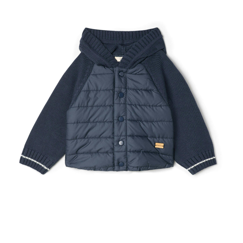 Quilted Hood Coat Grey
