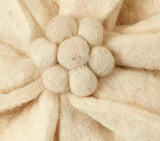 Hand Felted Wool Pillow - Cream 3D Flower Cream, 20"