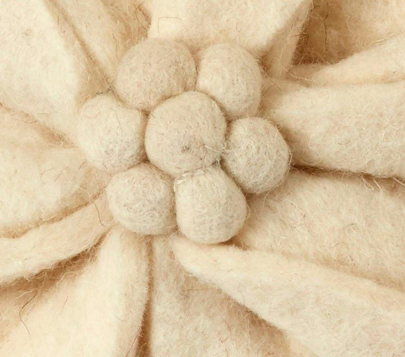 Hand Felted Wool Pillow - Cream 3D Flower Cream, 20