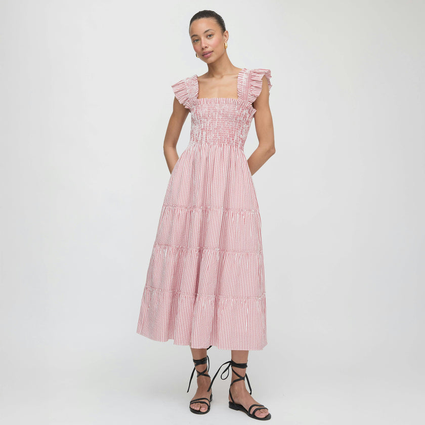 The Ellie Nap Dress - Red Ticking Stripe