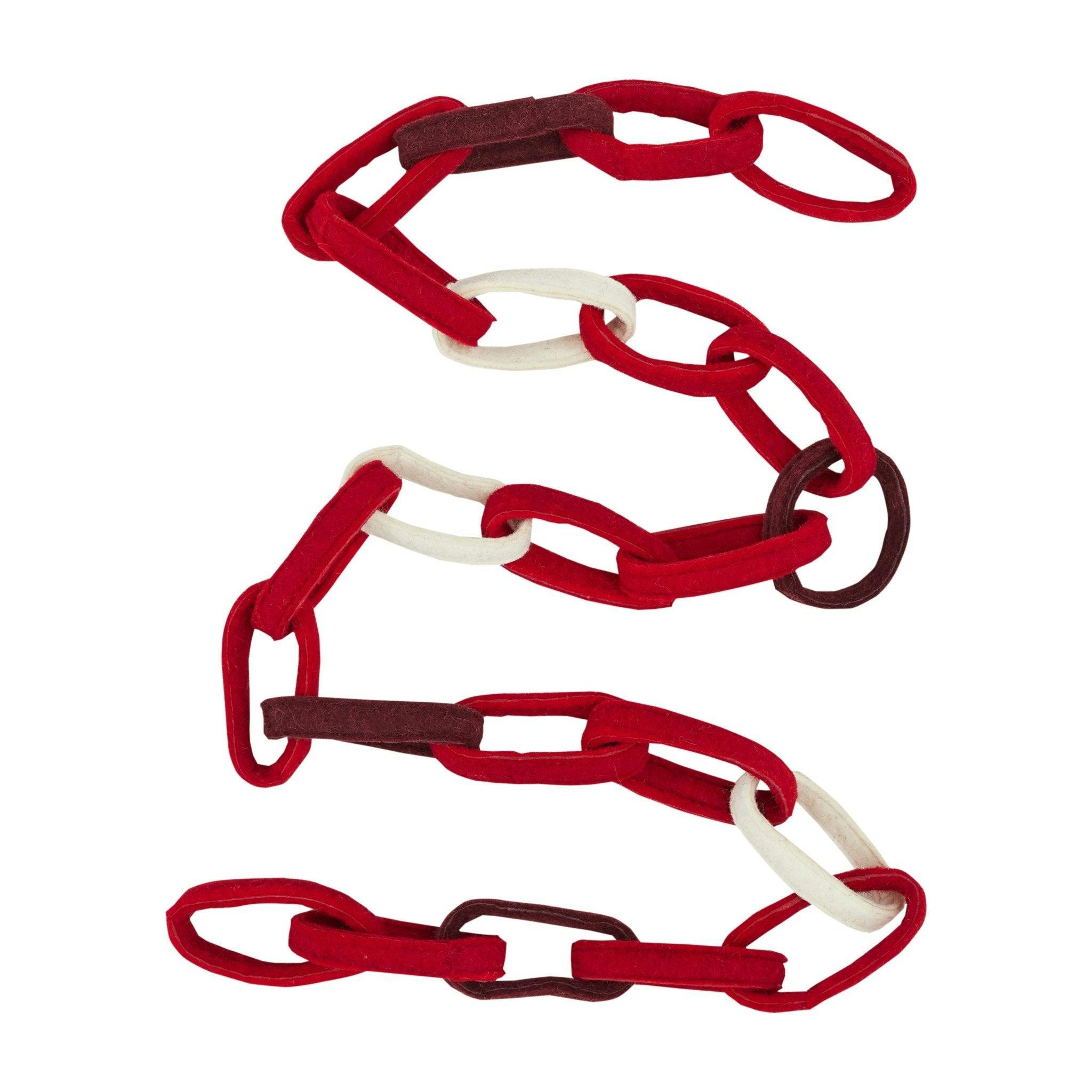 Hand Felted Wool Christmas Garland and Bunting - Loop Chain Red - 6' Arcadia Home