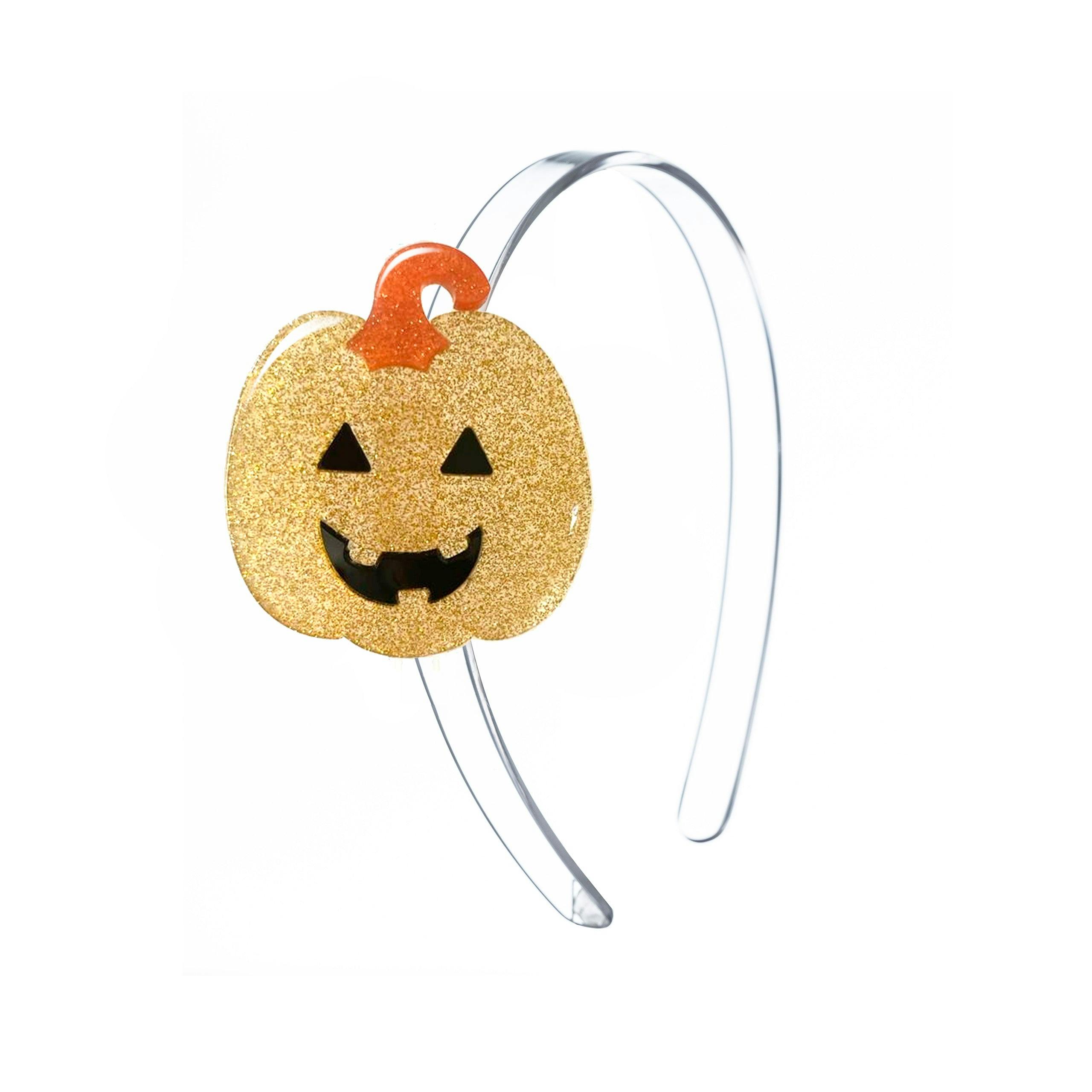 Happy Pumpkin jack-o-lantern Glitter Gold Headband